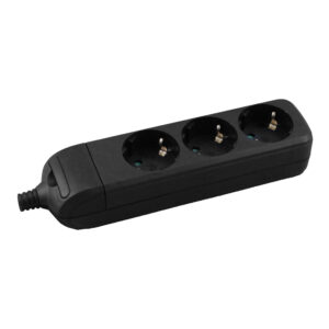 3-way socket, rewireable, black