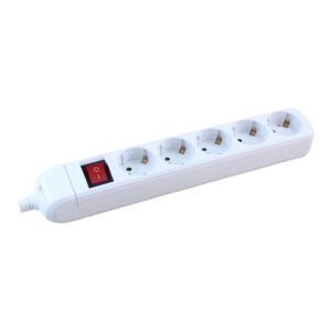 5-way socket with switch, rewireable, white