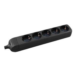 5-way socket, rewireable, black