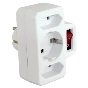3-way adapter with switch, white